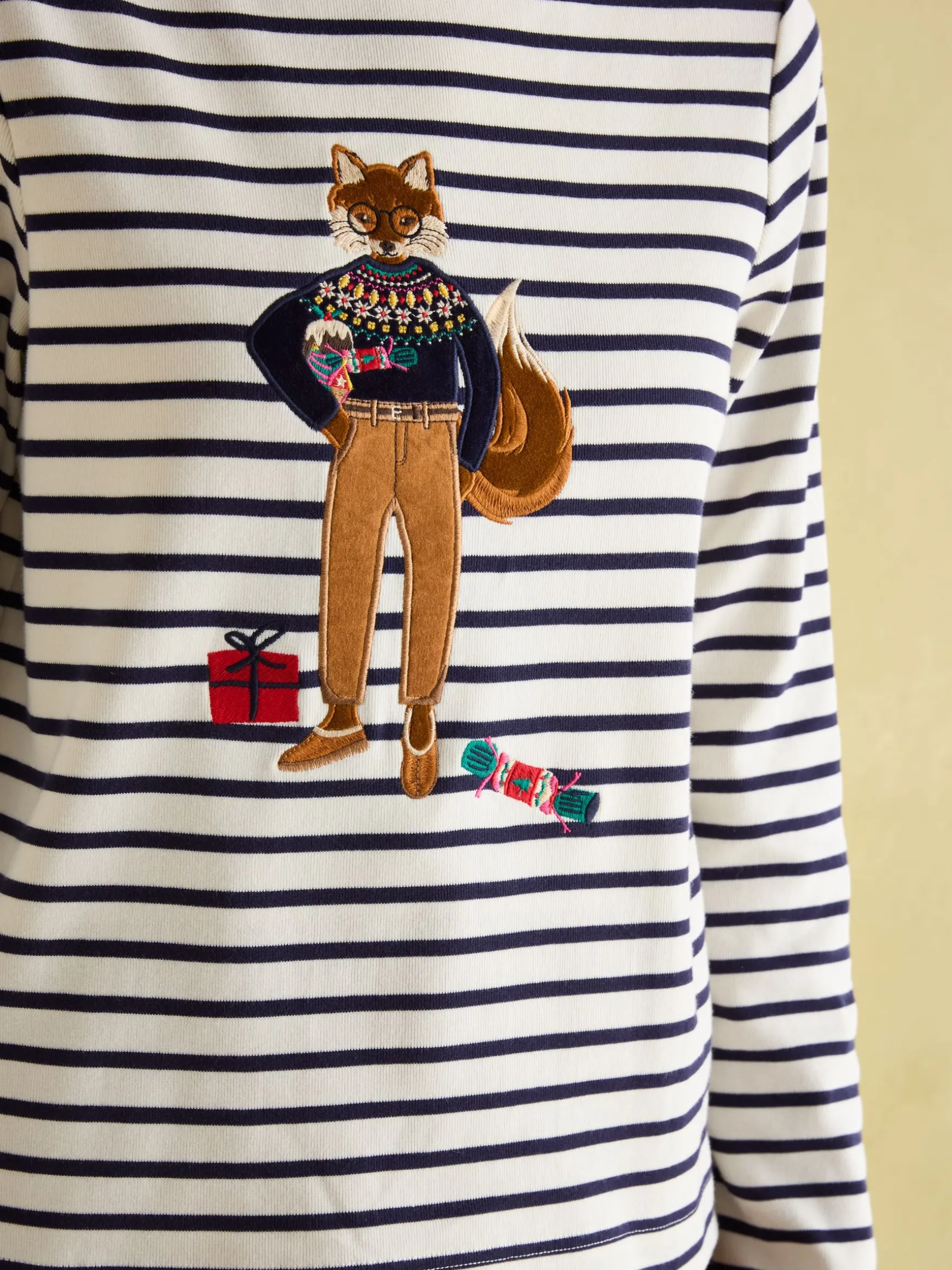 Festive Harbour Multi/White Boat Neck Breton Top