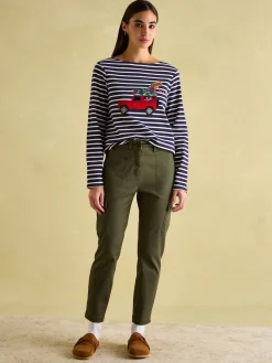 Festive Harbour Navy/White Boat Neck Breton Top