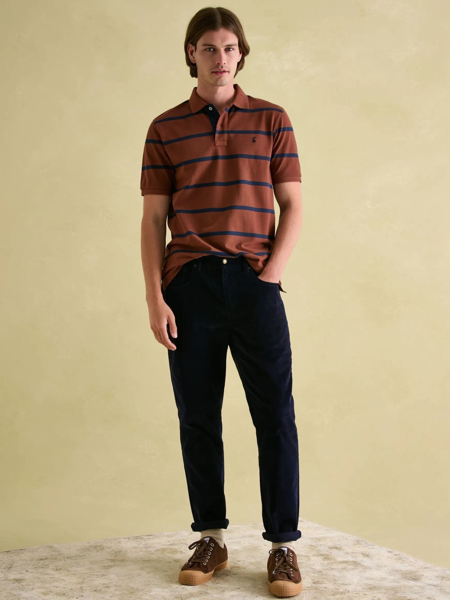 Filbert Brown & Navy Striped Polo Shirt