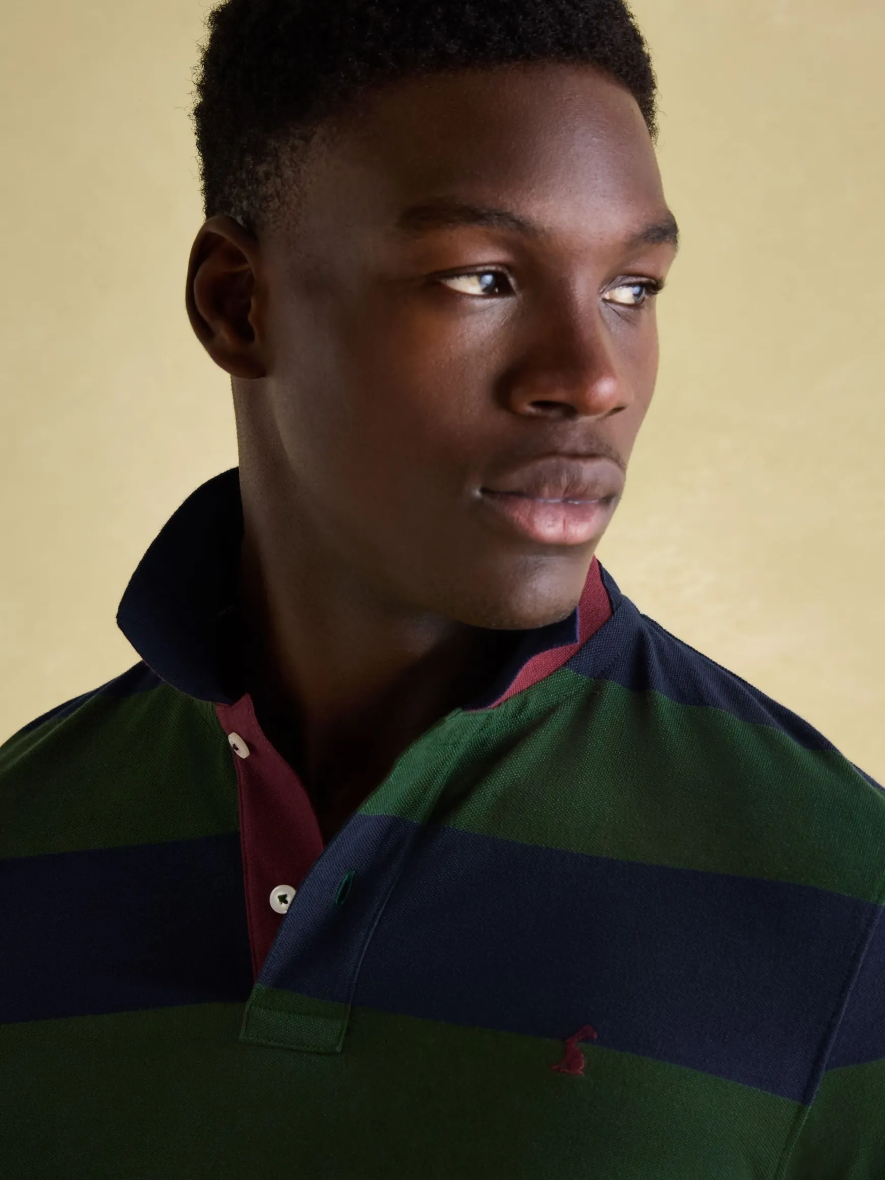 Filbert Green & Navy Striped Polo Shirt