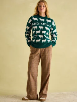 Fleece Navidad Green Christmas Jumper