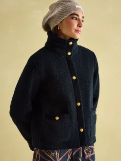 Fleur Navy Fleece Jacket