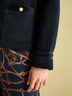 Fleur Navy Fleece Jacket