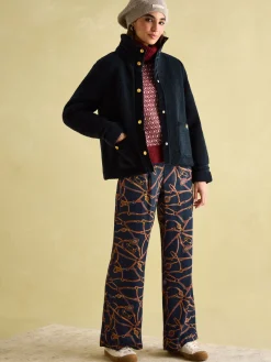 Fleur Navy Fleece Jacket