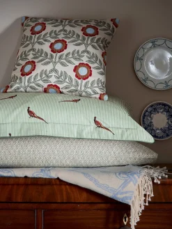 Floral Trellis Green 100% Cotton Cushion