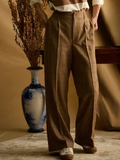 Foxley Check Wide Leg Tweed Trousers