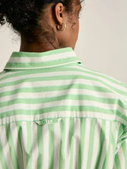 Francesca Green & White Tie Waist Shirt Dress