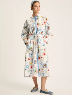 Francesca White Tie Waist Shirt Dress