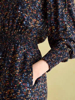 Georgina Navy Multi Elasticated Waist Maxi Dress