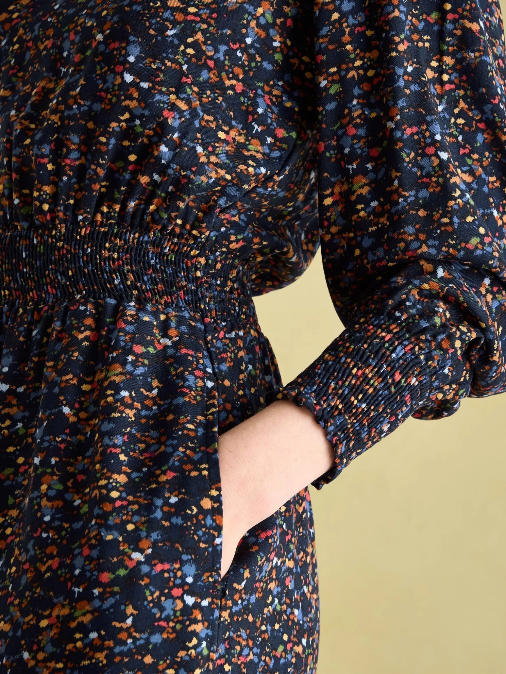 Georgina Navy Multi Elasticated Waist Maxi Dress