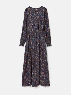 Georgina Navy Multi Elasticated Waist Maxi Dress