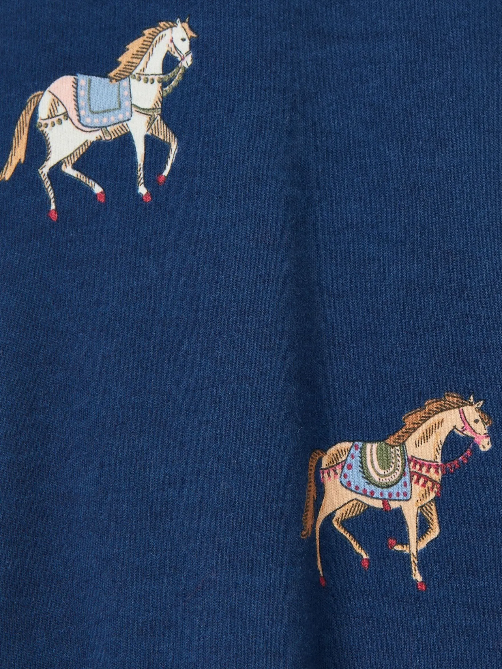 Girls' Aubrey Navy Horse Print Jersey Dress