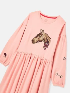 Girls' Aubrey Pink Horse Jersey Dress