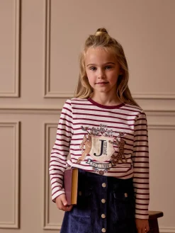 Girls' Ava Berry Red Stripe Artwork T-Shirt