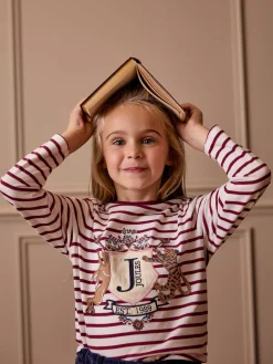 Girls' Ava Berry Red Stripe Artwork T-Shirt