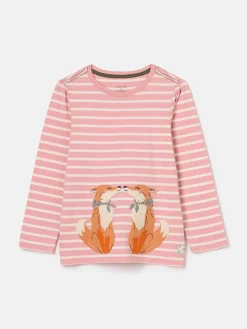 Girls' Ava Pink Stripe Artwork T-Shirt