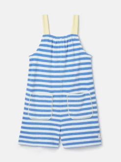 Girls' By The Sea Blue Striped Towelling Playsuit