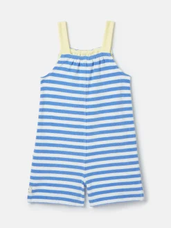 Girls' By The Sea Blue Striped Towelling Playsuit
