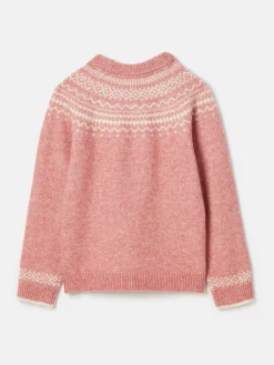 Girls' Charlotte Pink & Cream Fair Isle Jumper