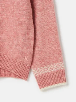 Girls' Charlotte Pink & Cream Fair Isle Jumper