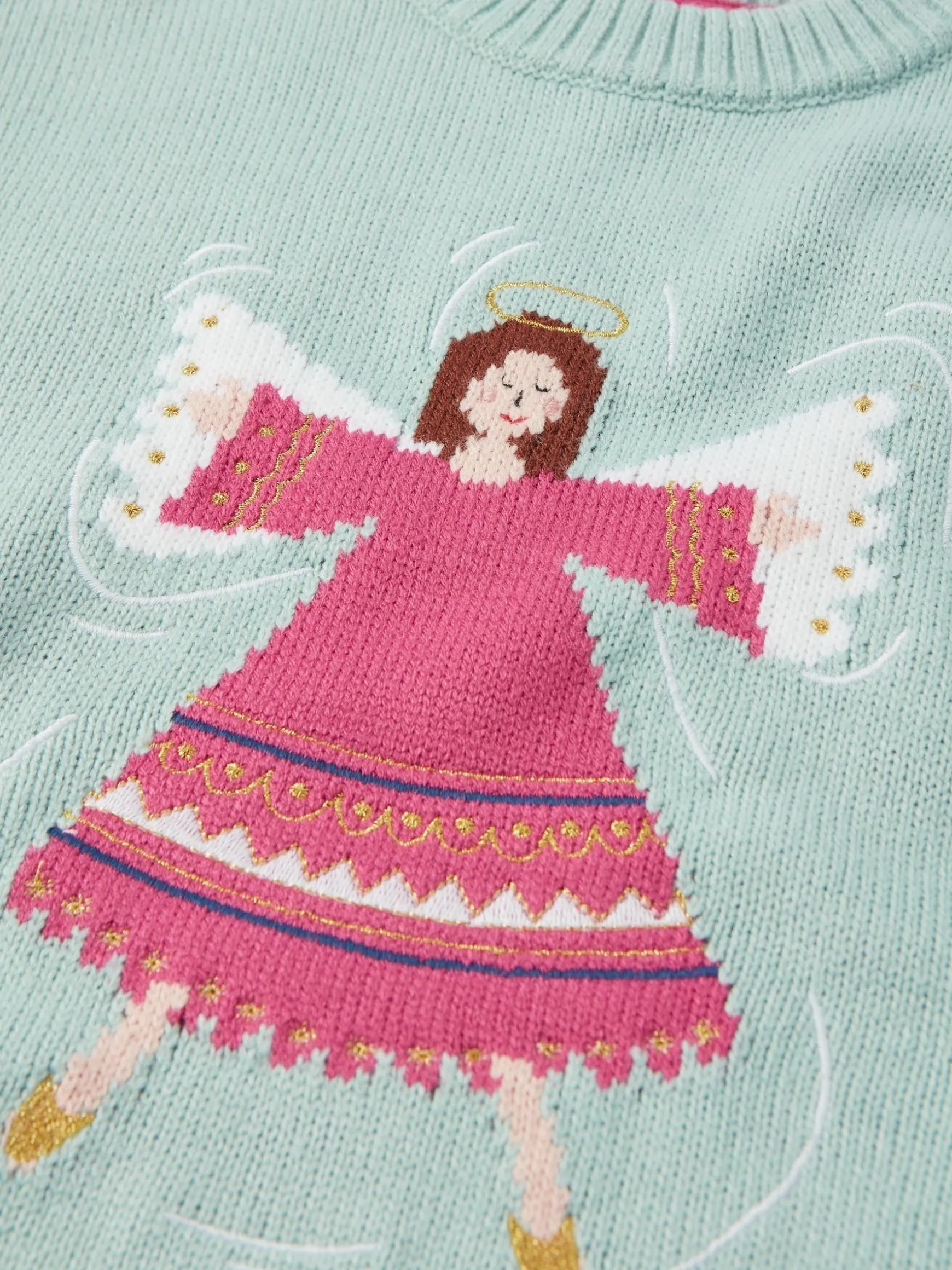 Girls' Cracking Blue Intarsia Artwork Jumper