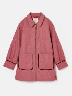 Girls' Dorothea Pink Herringbone Tweed Coat