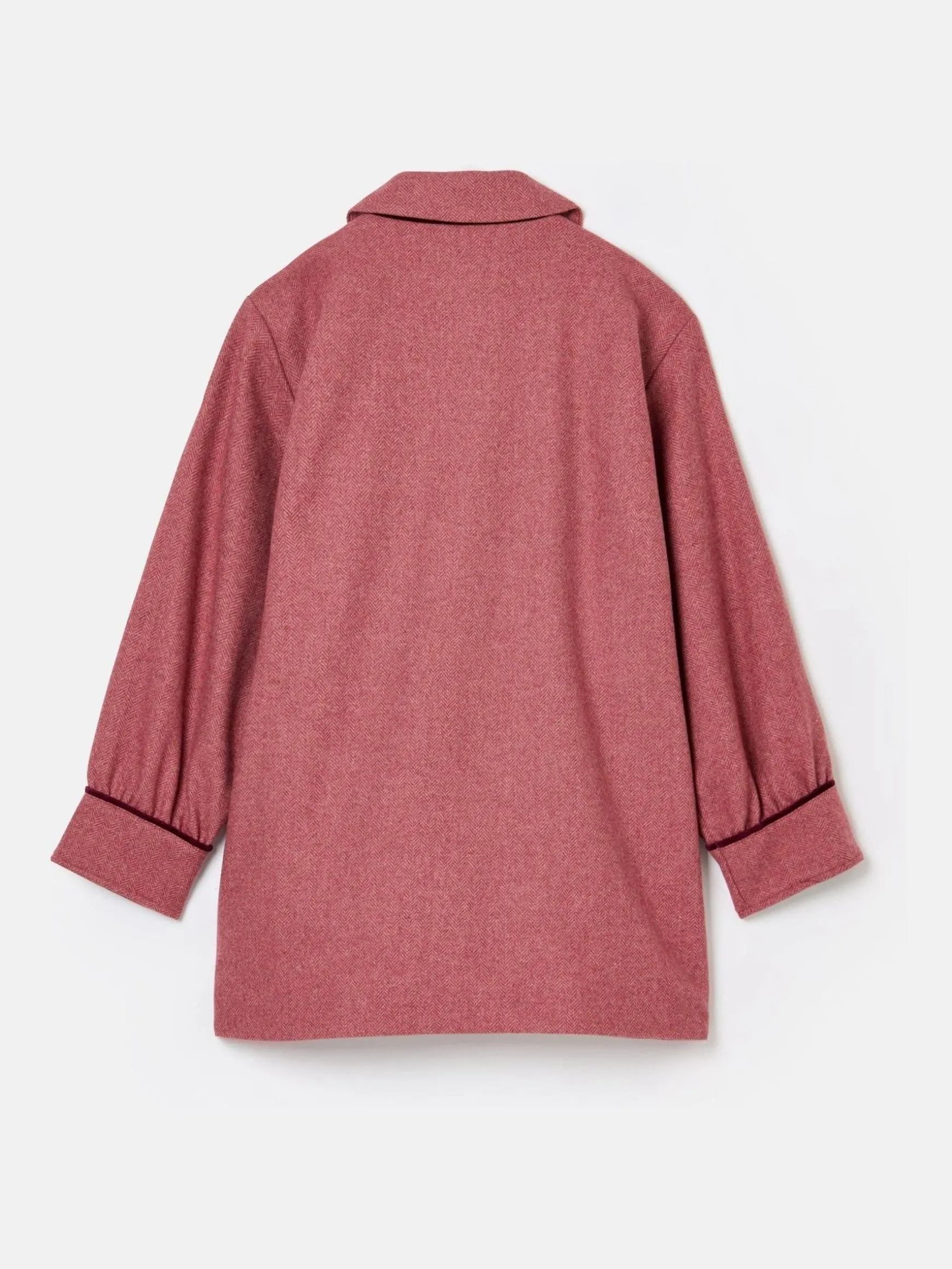 Girls' Dorothea Pink Herringbone Tweed Coat