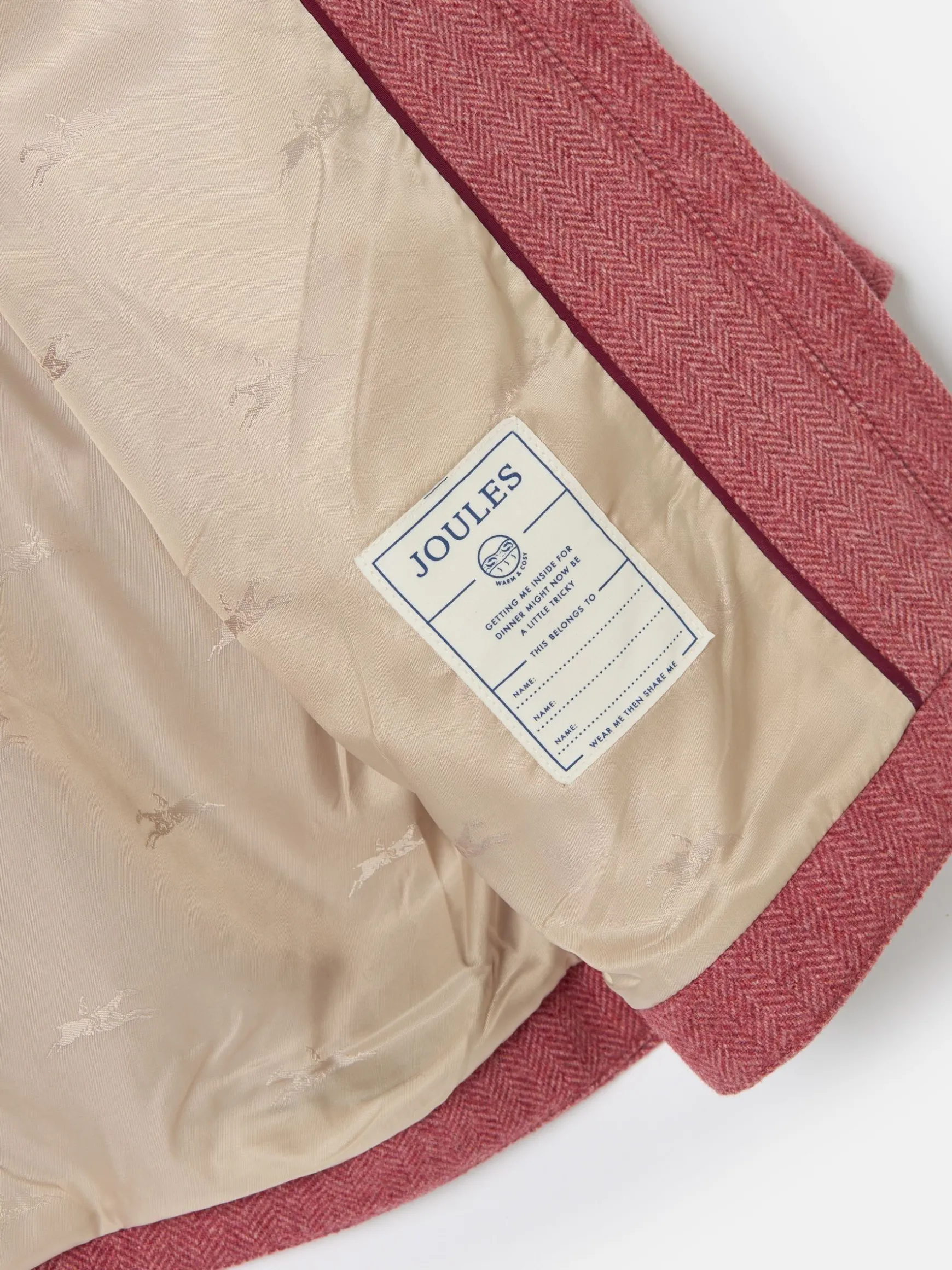 Girls' Dorothea Pink Herringbone Tweed Coat