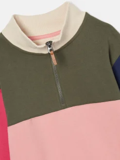 Girls' Elliot Multi Colour Block Quarter Zip Sweatshirt