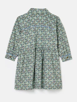 Girls' Elodie Blue Ditsy Print Corduroy Shirt Dress