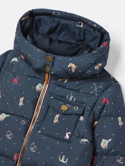 Girls' Emmeline Blue Print Showerproof Coat