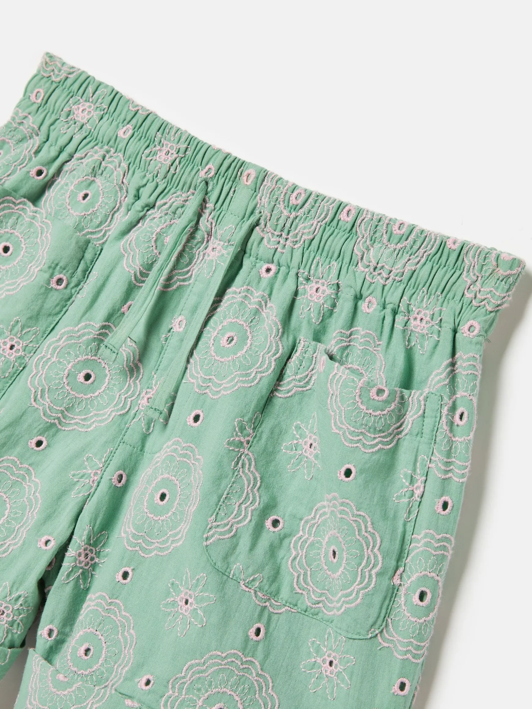 Girls' Hopscotch Green Woven Shorts