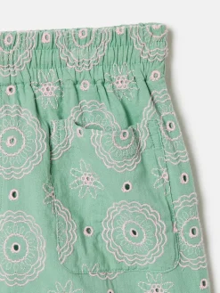 Girls' Hopscotch Green Woven Shorts