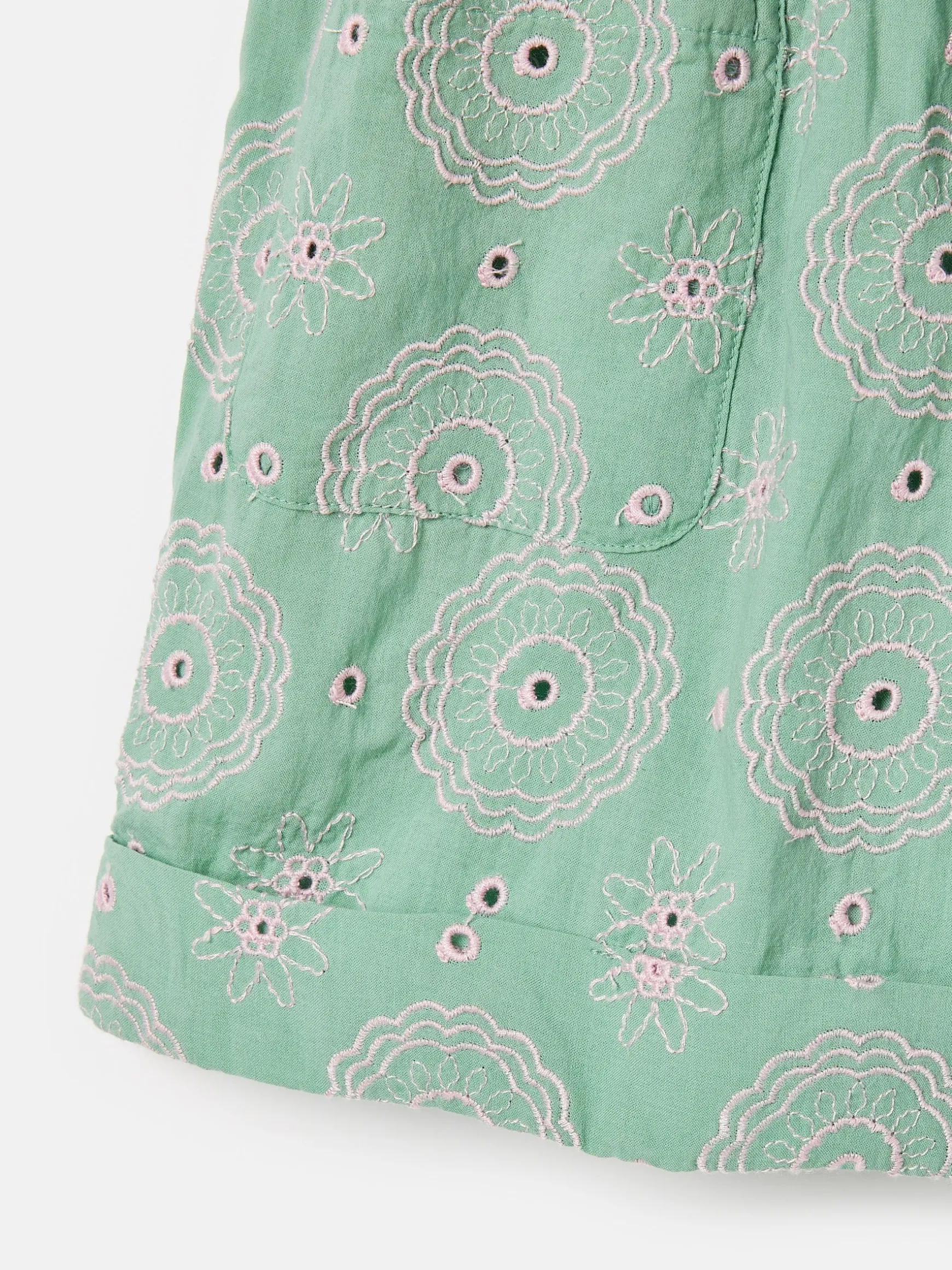Girls' Hopscotch Green Woven Shorts