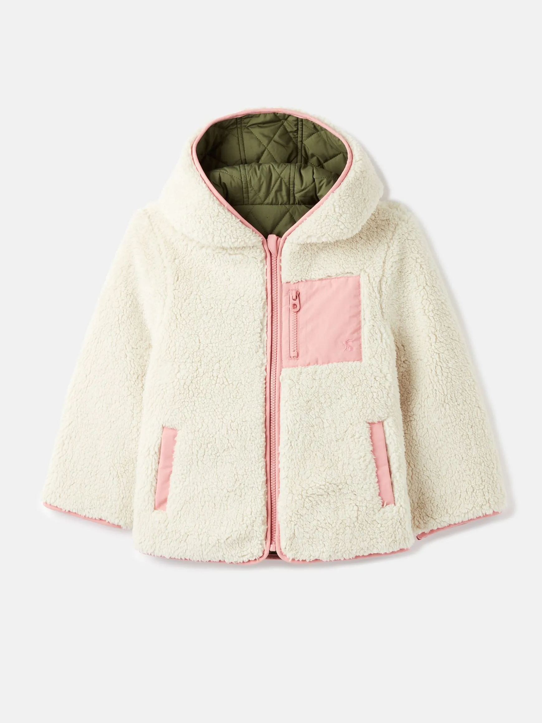 Girls' Kali Cream Fleece Lined Reversible Quilted Jacket