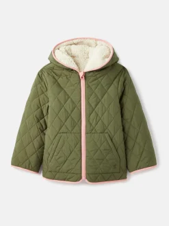 Girls' Kali Cream Fleece Lined Reversible Quilted Jacket