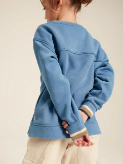 Girls' Mackenzie Blue Rabbit Embroidered Artwork Crew Neck Sweatshirt