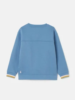 Girls' Mackenzie Blue Rabbit Embroidered Artwork Crew Neck Sweatshirt