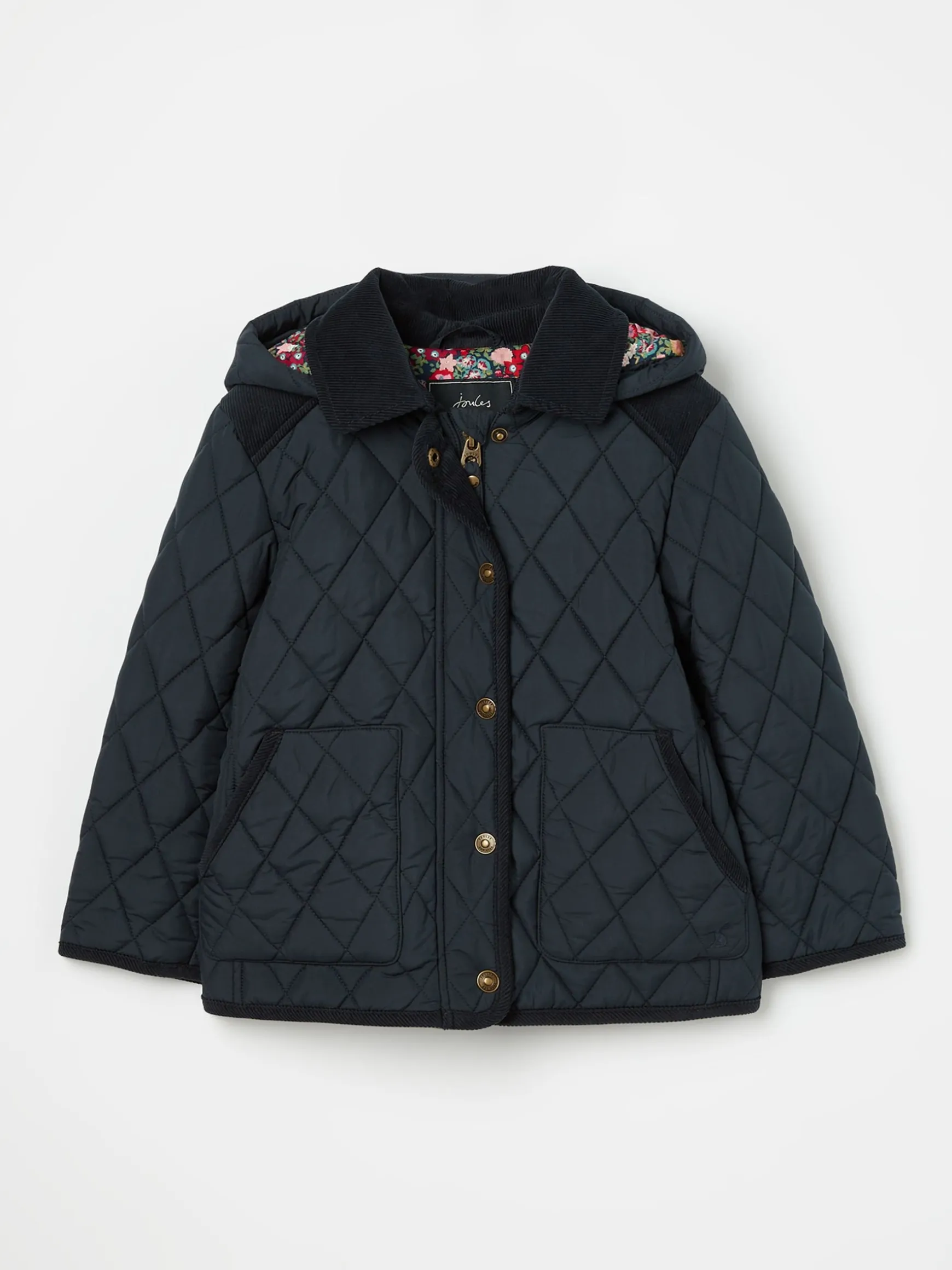 Girls' Marsdale Navy Blue Diamond Quilted Coat With Hood