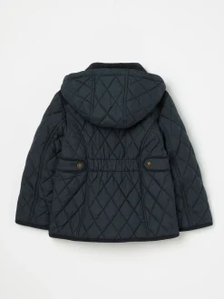 Girls' Marsdale Navy Blue Diamond Quilted Coat With Hood