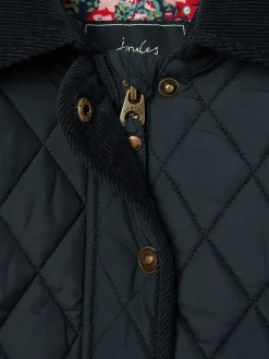 Girls' Marsdale Navy Blue Diamond Quilted Coat With Hood