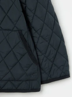 Girls' Marsdale Navy Blue Diamond Quilted Coat With Hood