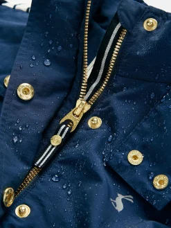 Girls' Meadow Navy Blue Lightweight Waterproof Raincoat With Hood