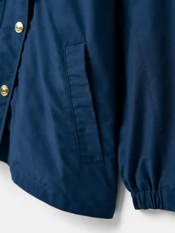 Girls' Meadow Navy Blue Lightweight Waterproof Raincoat With Hood