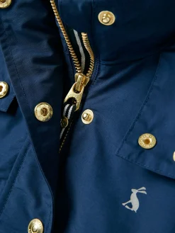 Girls' Meadow Navy Blue Lightweight Waterproof Raincoat With Hood