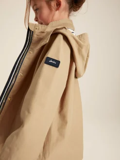 Girls' Meadow Stone Lightweight Waterproof Raincoat With Hood