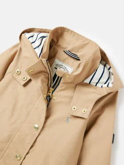 Girls' Meadow Stone Lightweight Waterproof Raincoat With Hood