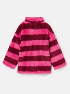 Girls' Merridie Pink Stripe Half Zip Borg Fleece