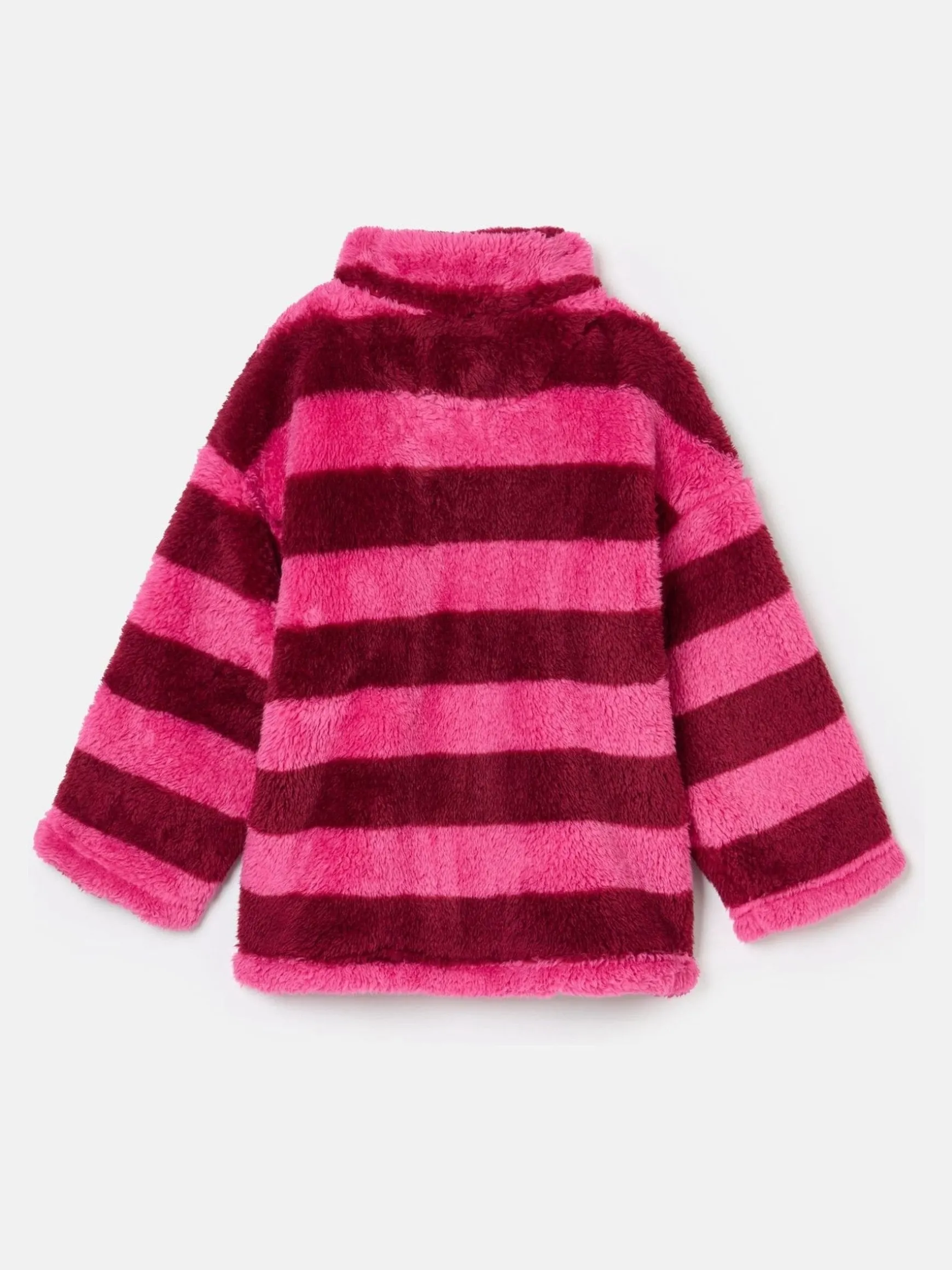 Girls' Merridie Pink Stripe Half Zip Borg Fleece