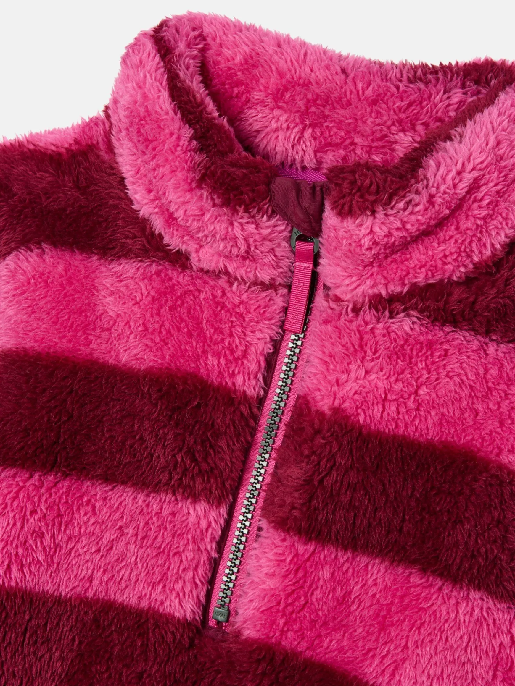 Girls' Merridie Pink Stripe Half Zip Borg Fleece